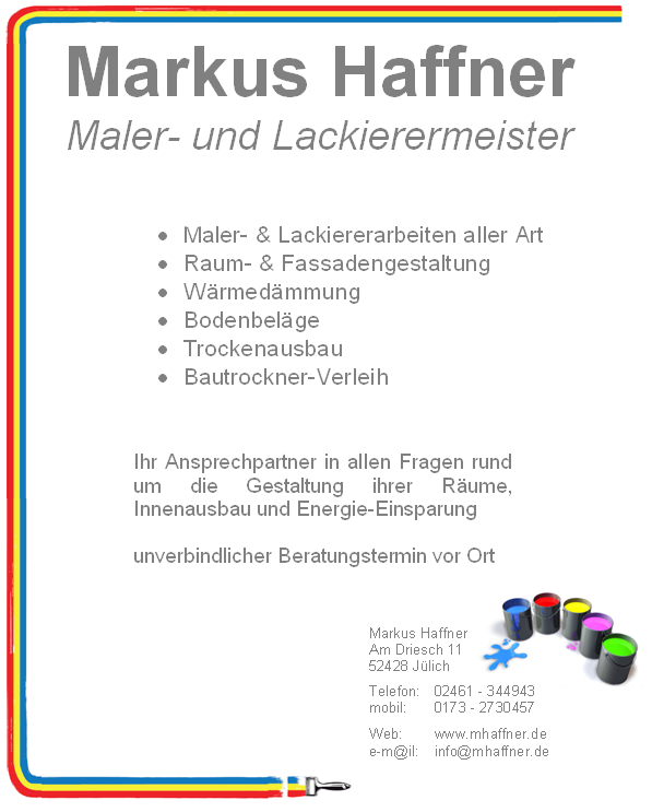 Markus Haffner, Maler- und Lackierermeister, Jlich